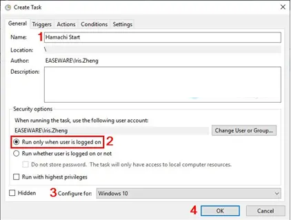 create task general tab