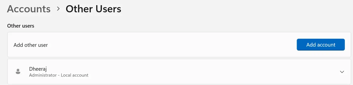 Accounts tab