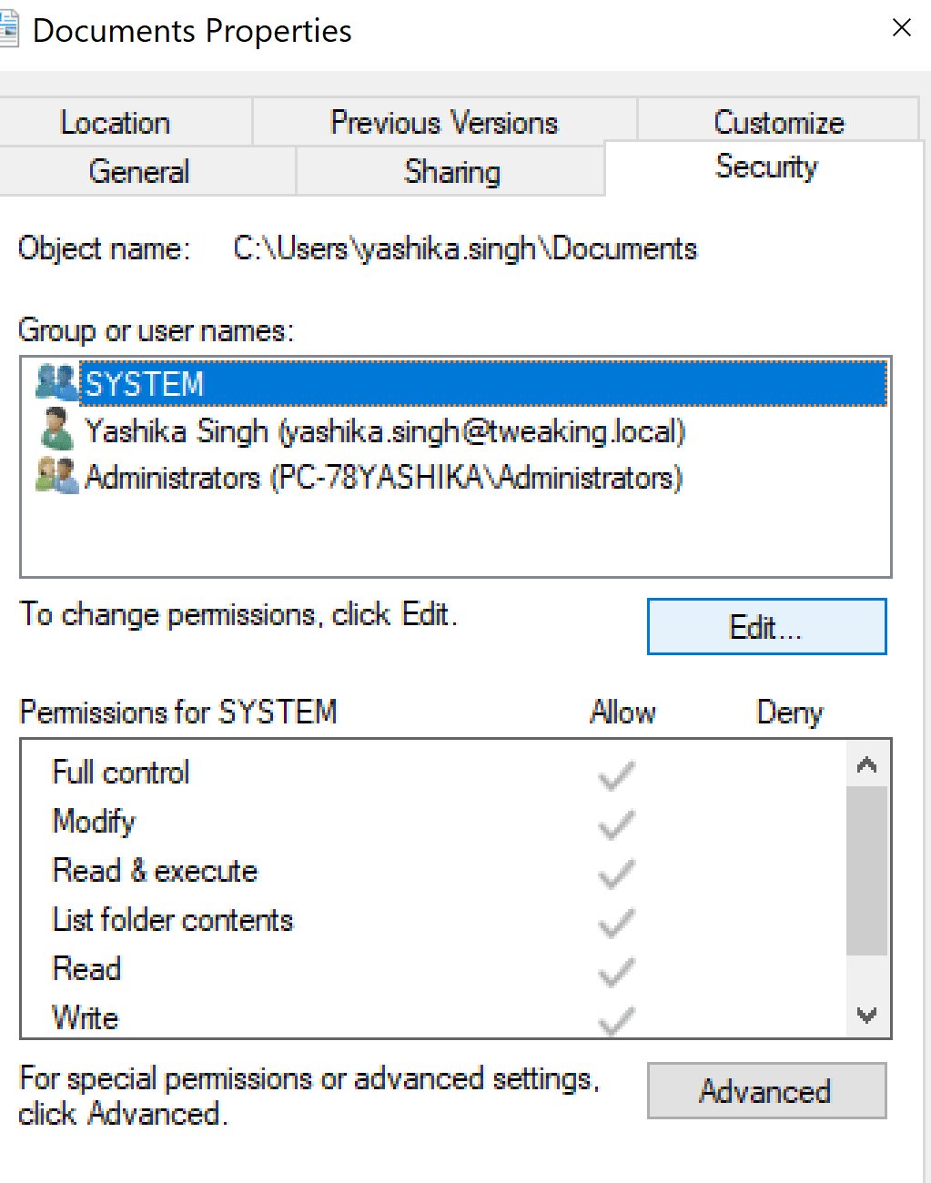 document properties