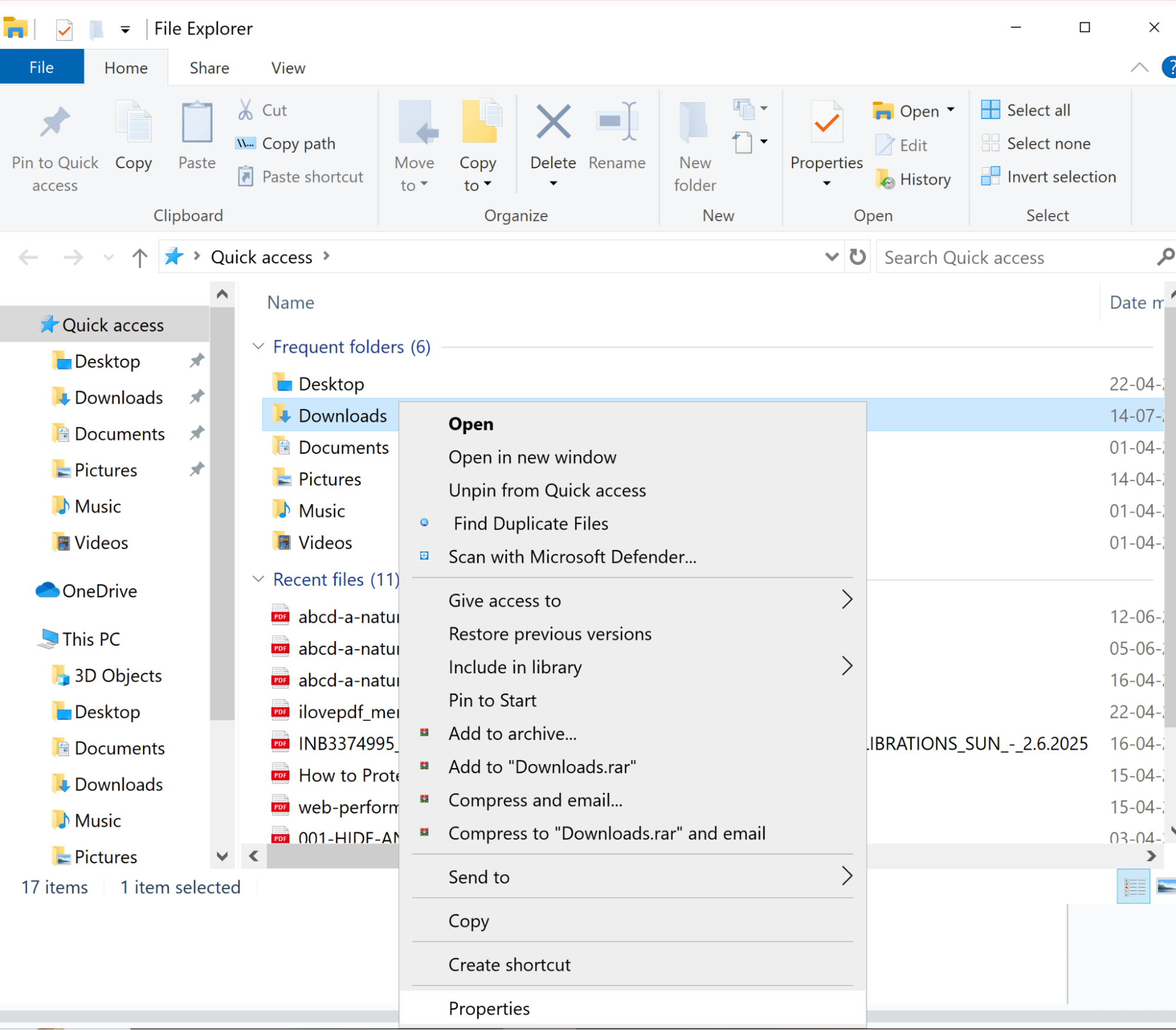 folder properties