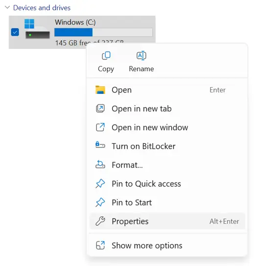 right click on drive
