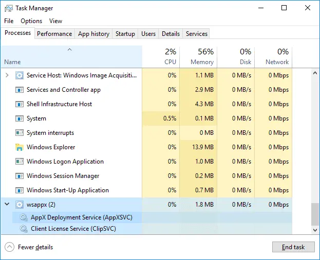 task manager Wsappx file