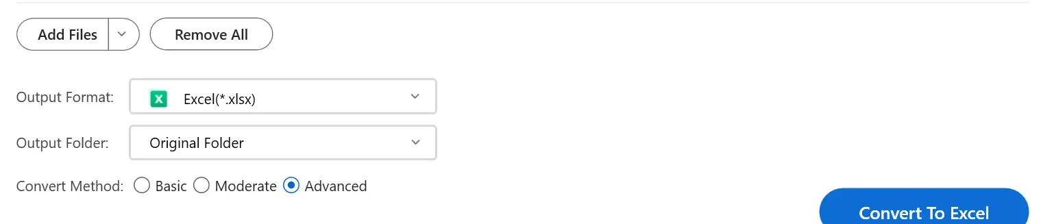 Convert To Excel button