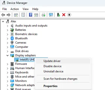 Update Graphics Drivers