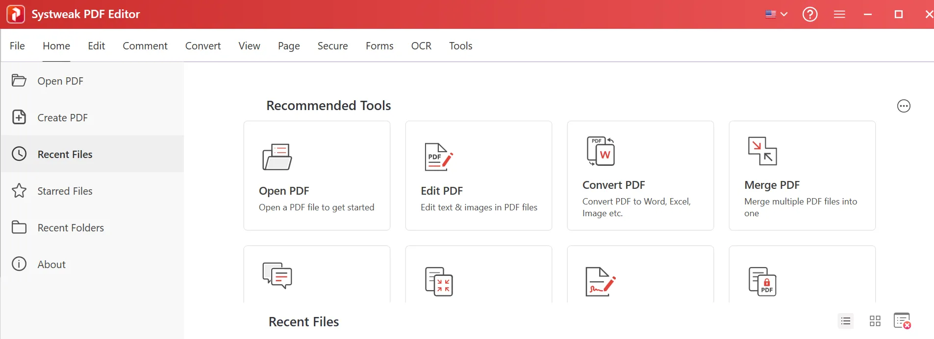 user interface of systweak pdf editor