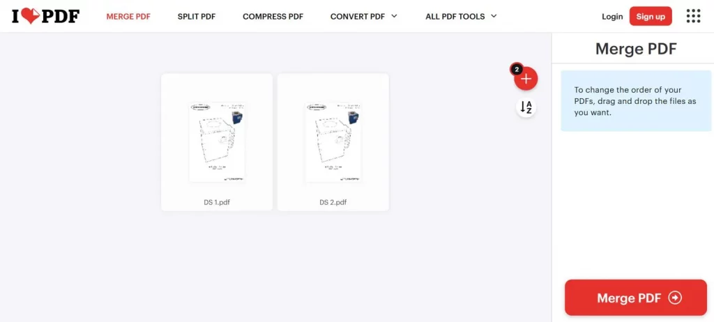 click on Merge PDF button
