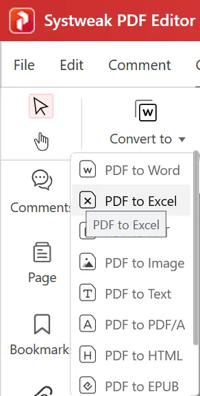 convert to tab - Systweak pdf editor