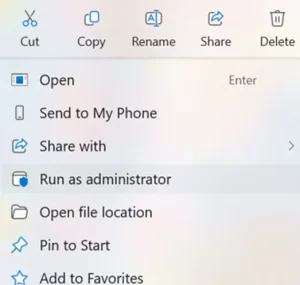 run as administrator