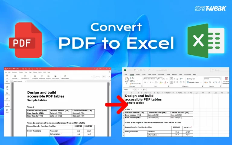 Convert PDF file to Excel