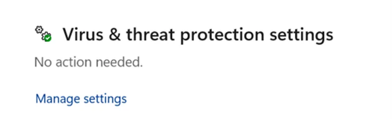 virus and threat protection setting