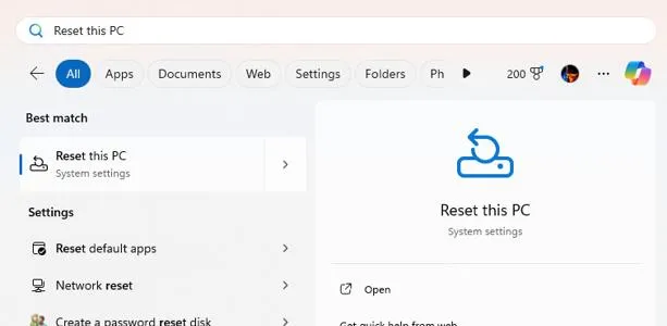 Reset this PC