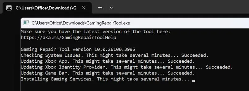 instructions on screen