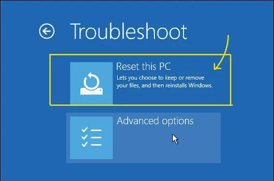 reset this pc