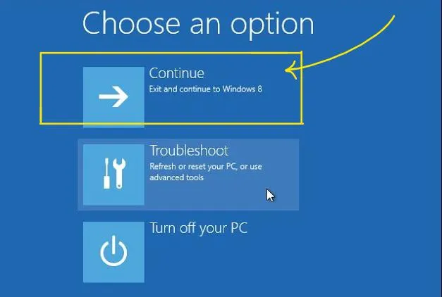 select continue