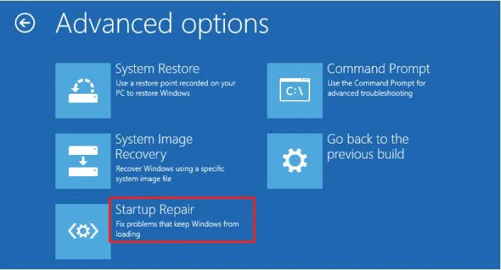 Startup Repair option