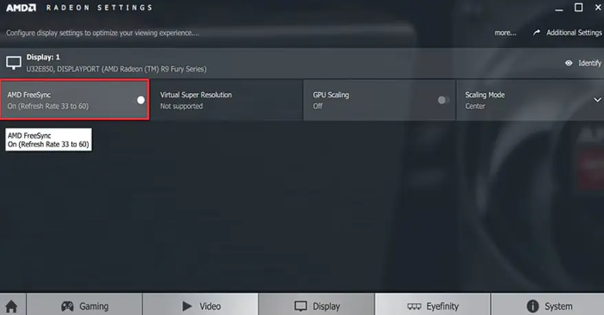 Turn AMD FreeSync On