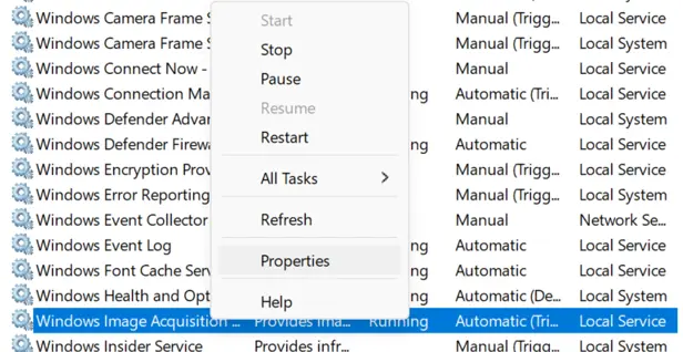 Windows Image Acquisition