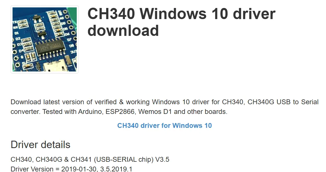 download CH340G driver from official website
