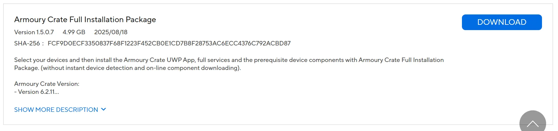 ASUS Armoury webpage