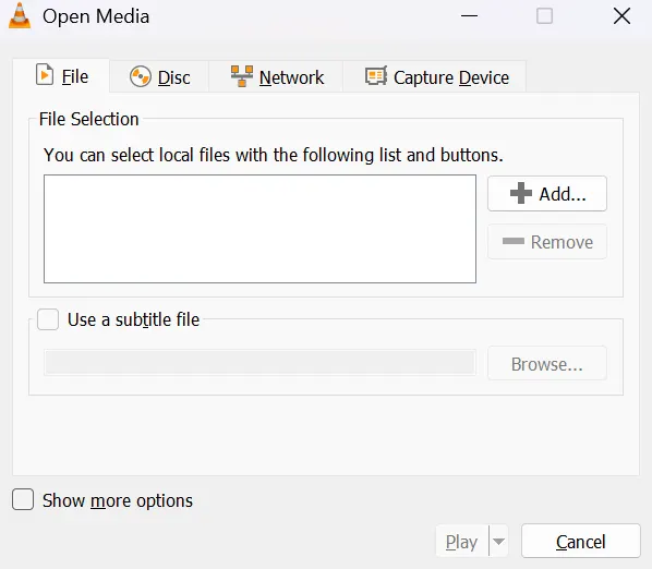 Add under File Selection
