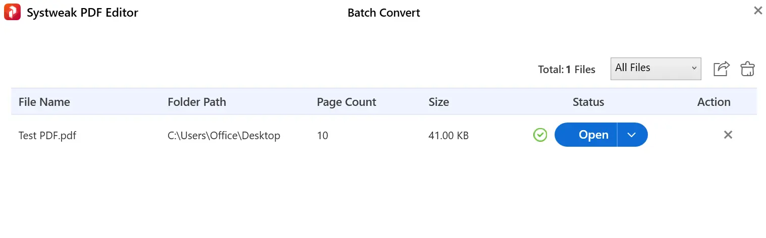Batch Convert - Systweak PDF Editor