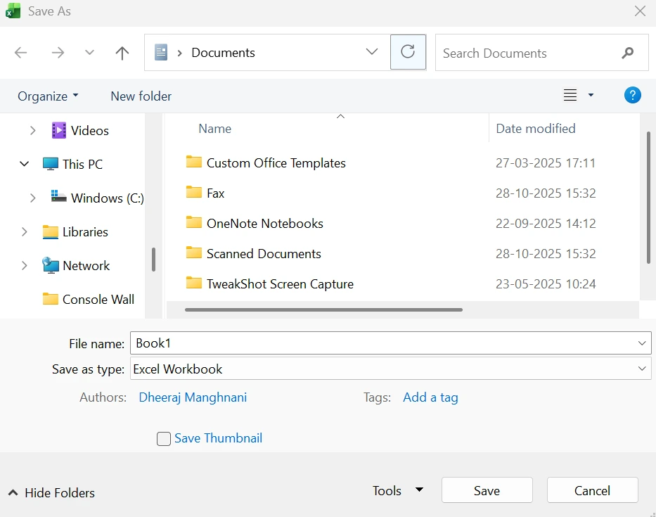 Choose location to Save File