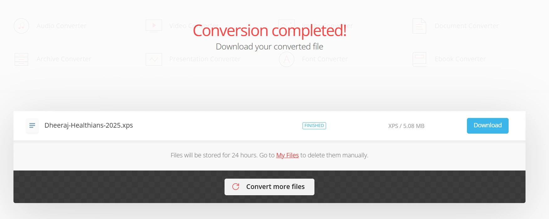 Conversion XPS File Completed