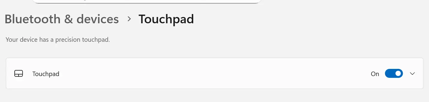 toggle switch next to Touchpad