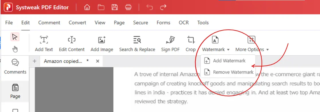 Add Watermark using Systweak PDF Editor