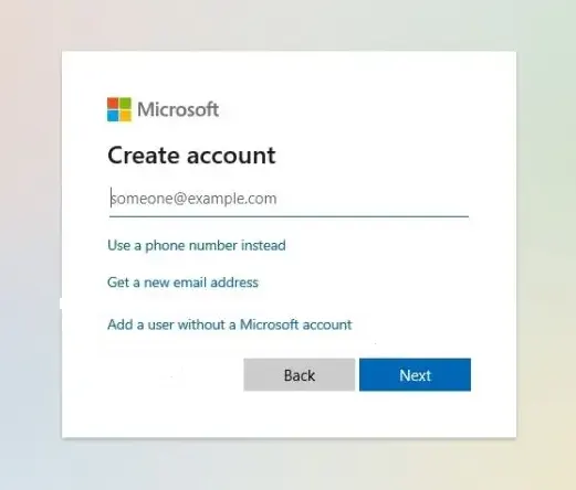 Add user without Microsoft account