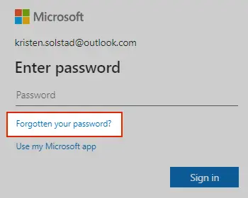 Microsoft account Forgot Password