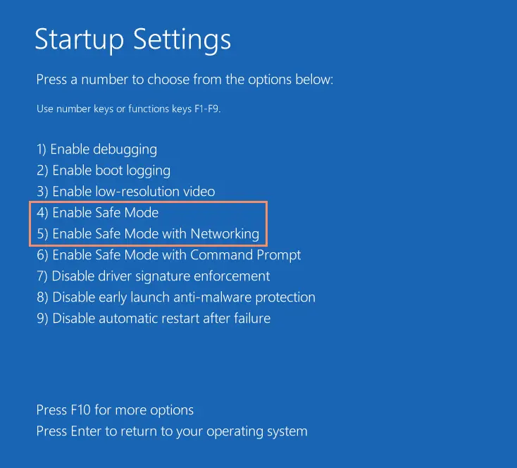 Startup Settings Mode