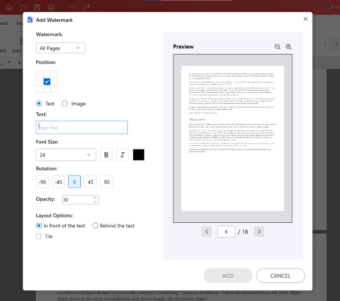 select watermark preference