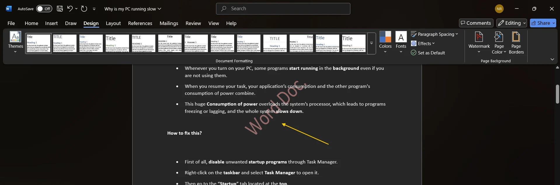 watermark added using ms word