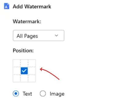 watermark middle position