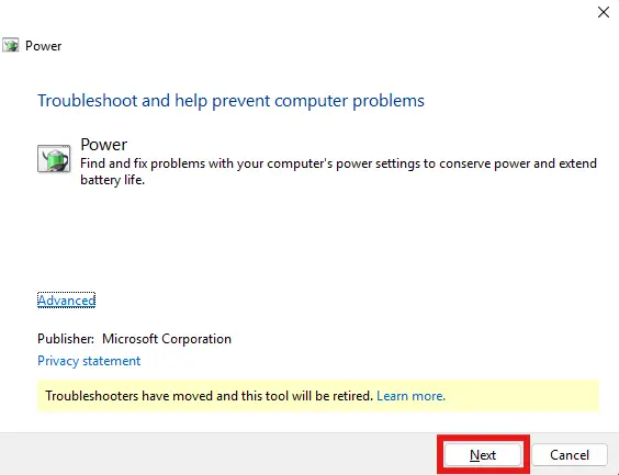 power troubleshooter