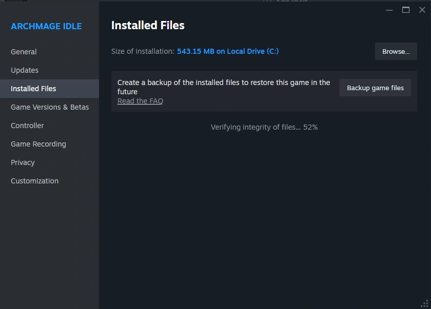 Backup game files