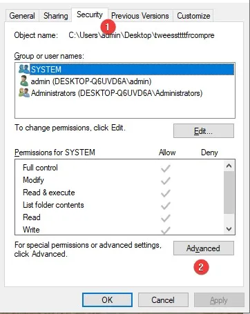 Click Security tab