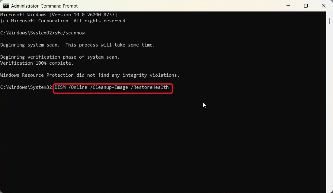 DISM Online Cleanup-Image RestoreHealth command