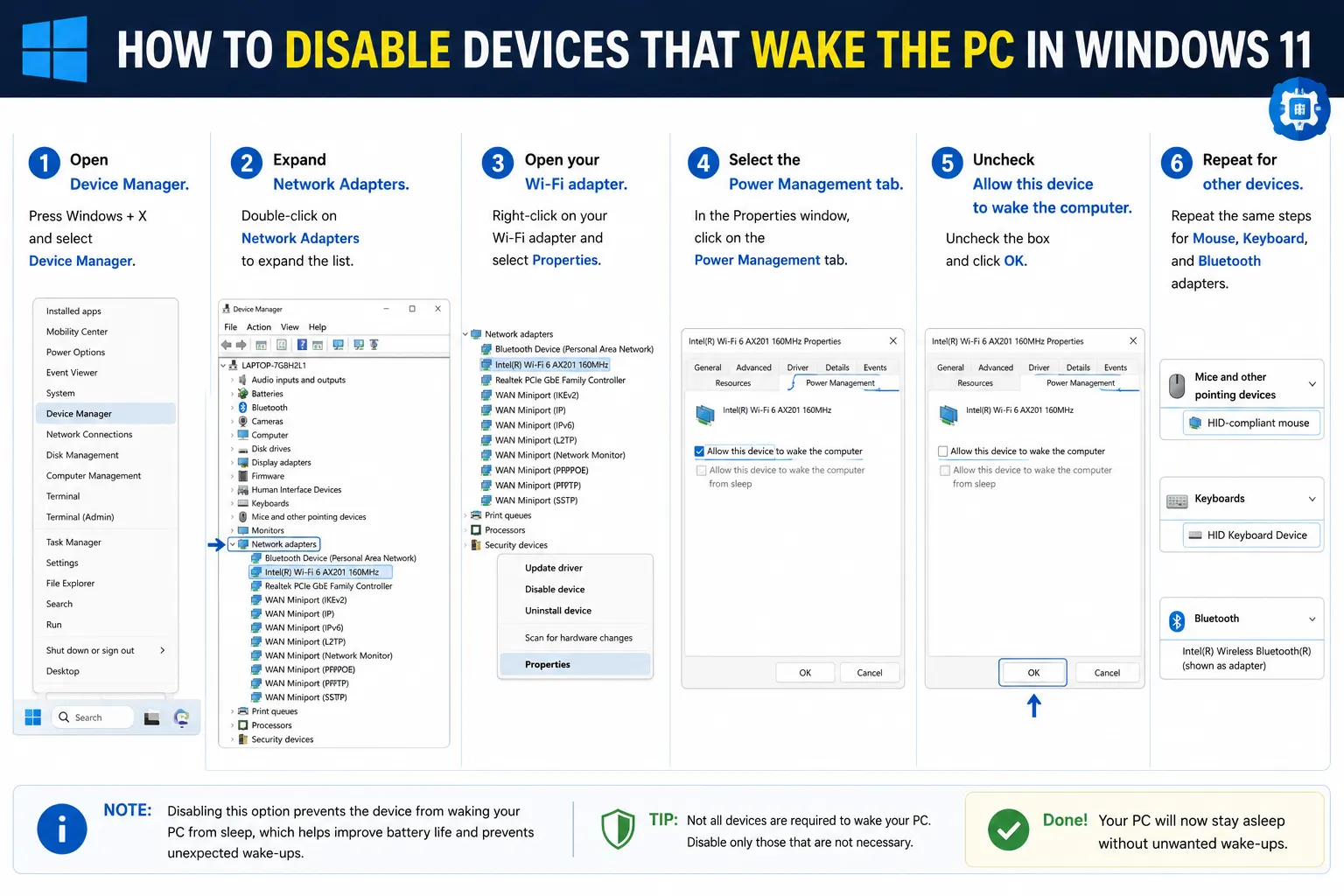 Disable Devices That Wake the PC Chart