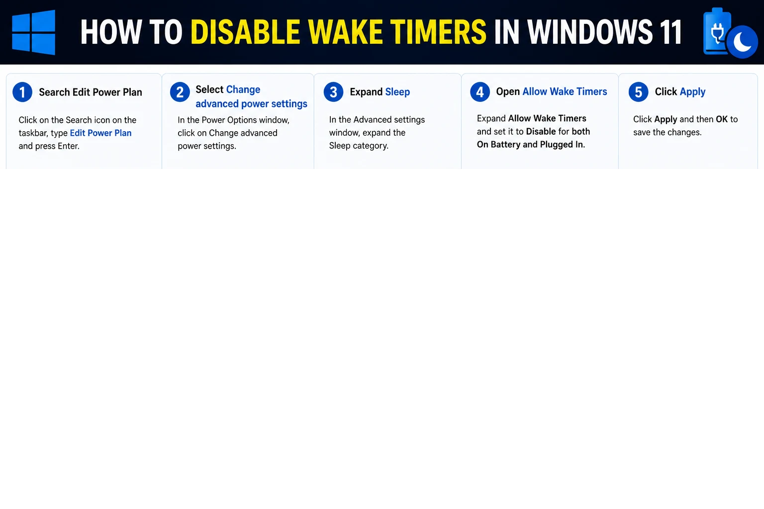 Disable Wake Timers Chart