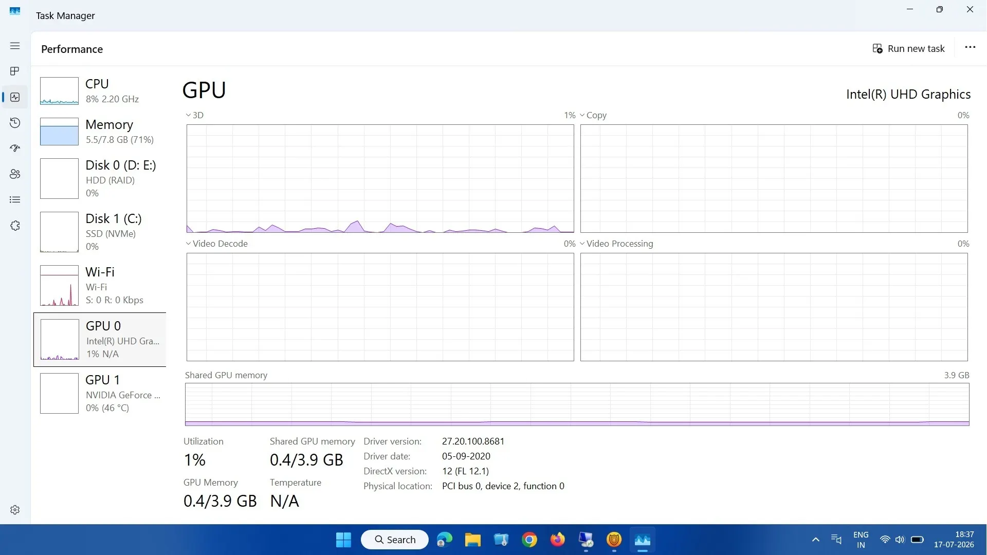 GPU 0 and GPU 1 in Task Manager