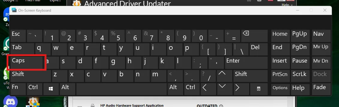 Keyboard caps key