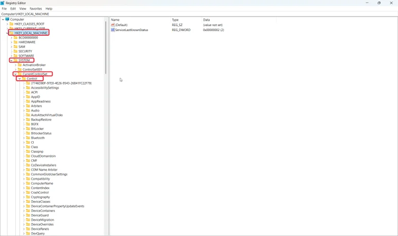 Now navigate through the registry tree