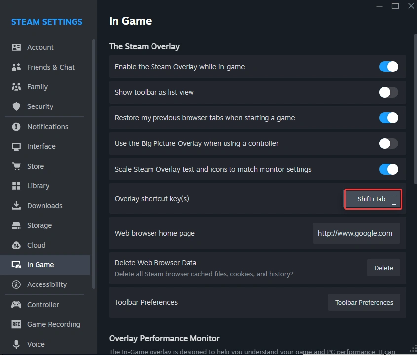 Overlay Shortcut Key