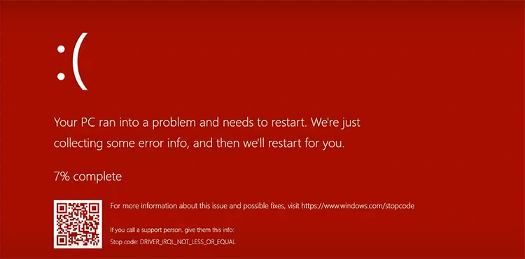 Red Screen of Death Error