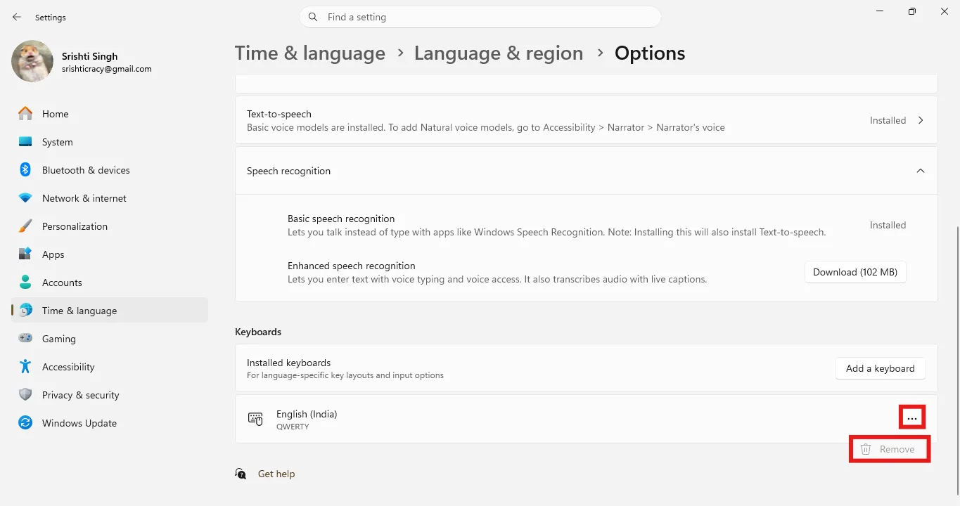 Remove the other keyboard layouts