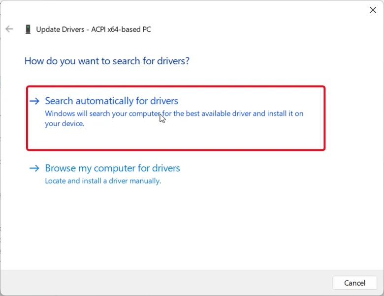 Search for driver