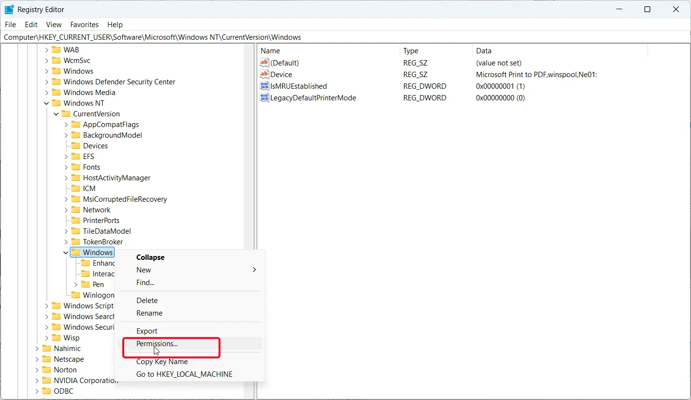 Select Permissions