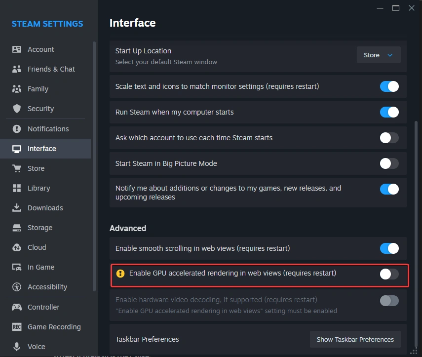 Steam Interface
